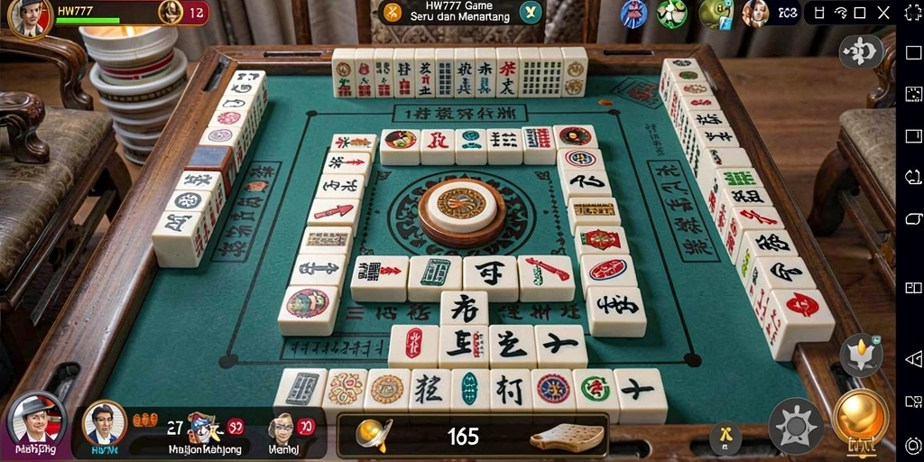 Screenshot gameplay HW777 dengan tampilan Mahjong yang memukau.