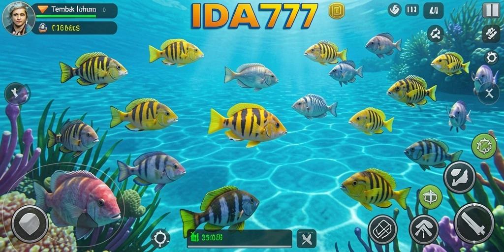Screenshot utama IDA777 menampilkan aksi menangkap ikan yang seru.