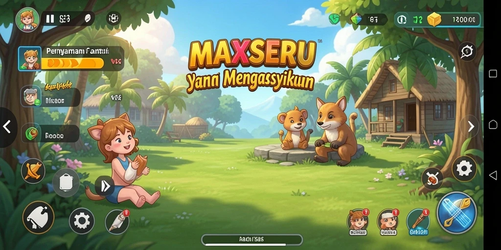 Tampilan gameplay seru dan menghibur dalam MAXSERU.