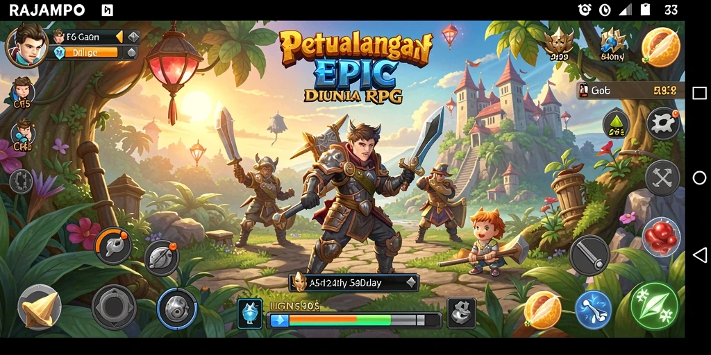 Tangkapan layar RAJAMPO menampilkan aksi pertarungan yang seru dan grafis memukau.