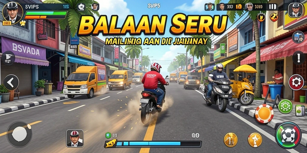 Tampilan gameplay balapan yang mendebarkan di SVIP5.