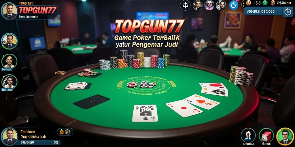 Screenshot gameplay TOPGUN77 menunjukkan aksi poker yang seru dan kompetitif.