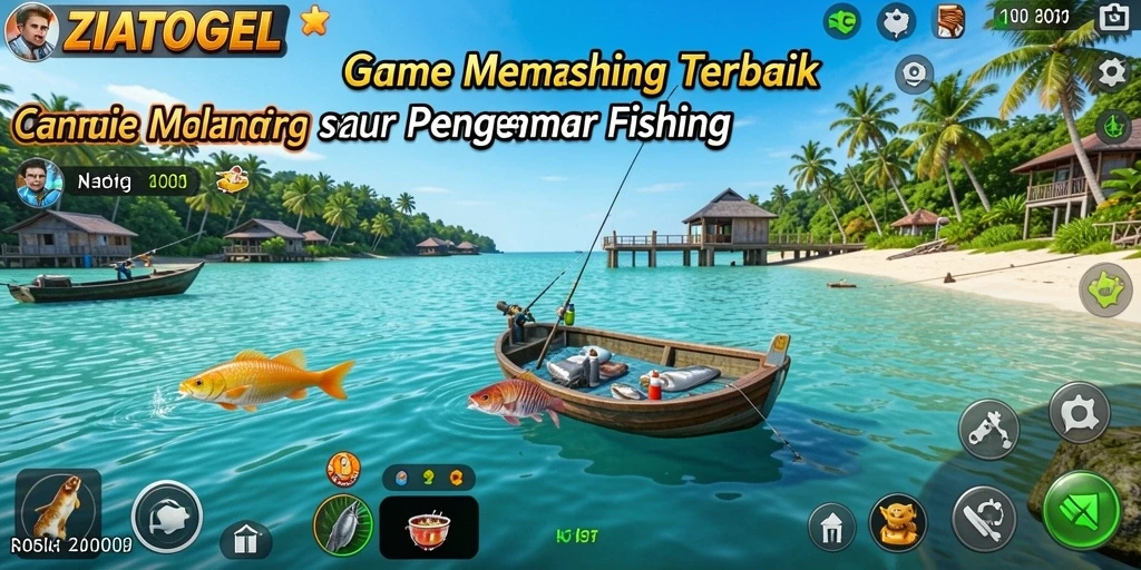 Tampilan gameplay ZIATOGEL dengan pengalaman memancing yang realistis.